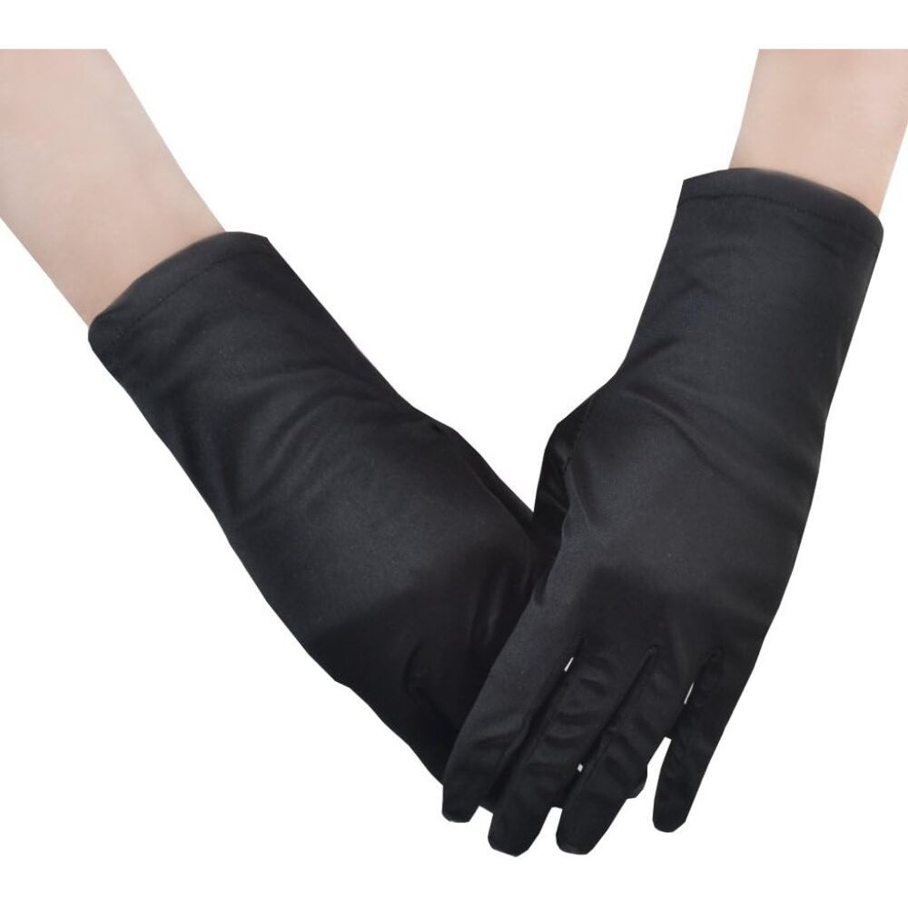 Women's A-Black Formal Velvet Short Satin Gloves Wedding Banquet Party Prom